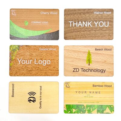 공장 직판 맞춤 로고 각인 나무 RFID 명함 NFC ISO14443A 13.56MHz 빈 나무 NFC 호텔 키 ID 카드